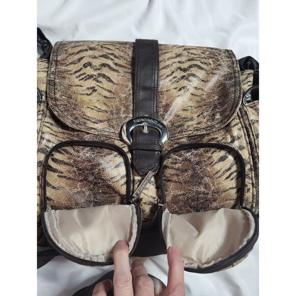 Kalencom New Orleans Faux Leather Distressed Tiger Print Diaper Bag Tote - Picture 10 of 12